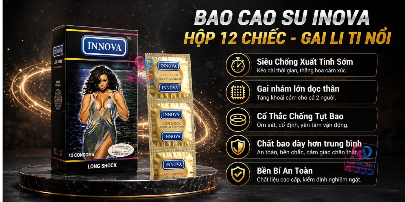 Gói hàng bọc giấy trơn không ghi tên sản phẩm bao cao su Inova Đen Longsock hộp 12 cái của Shop Tình Yêu 24/7