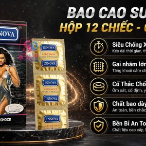 Gói hàng bọc giấy trơn không ghi tên sản phẩm bao cao su Inova Đen Longsock hộp 12 cái của Shop Tình Yêu 24/7