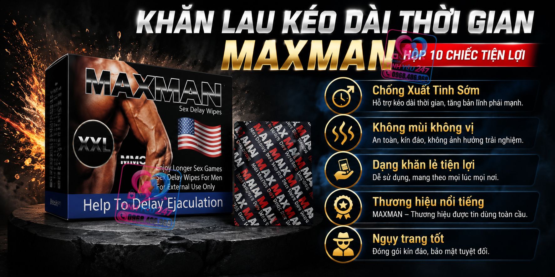 Quy Trình Các Bước Sử Dụng Khăn Lau Sinh Lý Maxman Đúng Khoa Học Khăn lau Maxman chính hãng hướng dẫn cách lau đầu khấc kéo dài cuộc yêu bền bỉ
