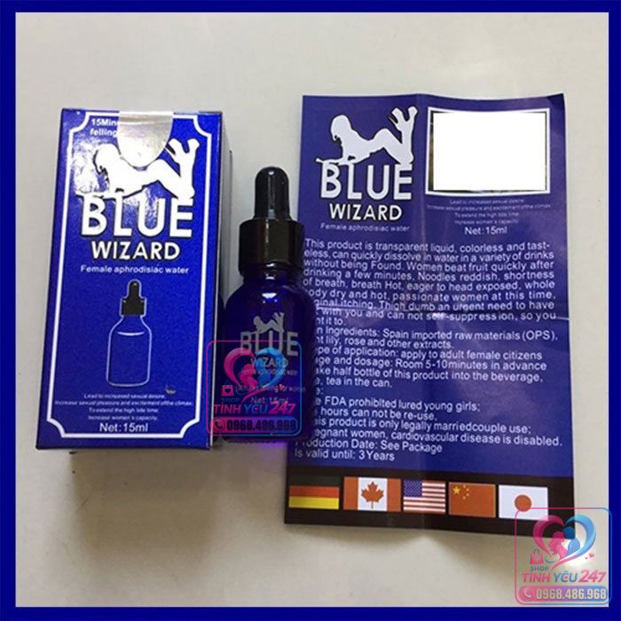 nuoc kich duc nu blue wizard 20ml cuc manh hình ảnh trọn bộ vỏ hộp và lọ sản phẩm