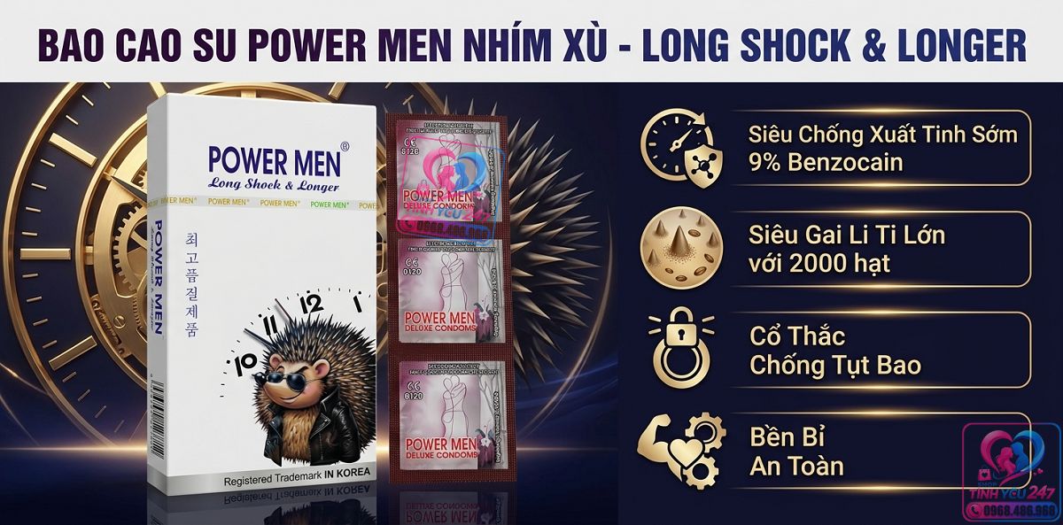 Cách sử dụng bao cao su gân gai PowerMen Nhím Xù an toàn hiệu quả chống tuột bao