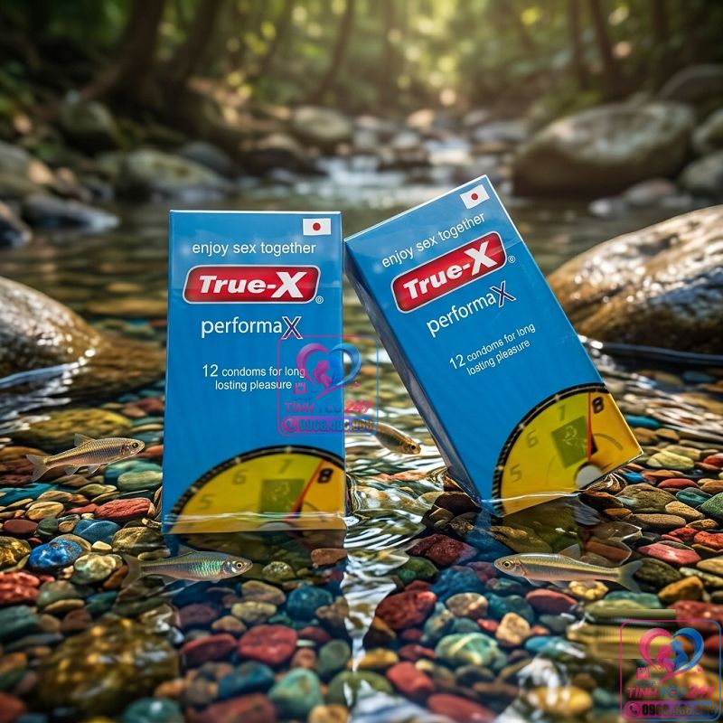 Cận cảnh lớp màng siêu mỏng tinh khiết của bao cao su True X PerforMax hộp 12 cái giúp ôm khít không sợ rách bao