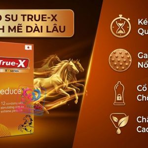 Gel bôi trơn và bao cao su chống xuất tinh sớm True-X SeduceX phân phối uy tín tại Shop Tình Yêu 24/7