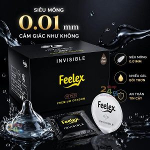 Bao Cao Su Feelex Invisible Siêu Mỏng 0.01mm – Chạm Đỉnh Cảm Giác Chân Thật