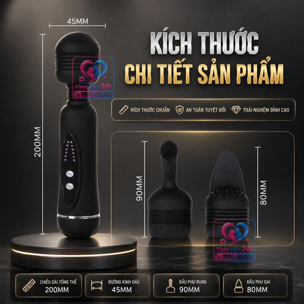 Khả năng chống nước 100% của dụng cụ giải tỏa sinh lý nữ chống nước Chày rung 3 đầu Power Wand massage âm đạo cực mạnh chống nước 100% an toàn trong bồn tắm