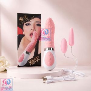 Lưỡi rung tình yêu kết hợp trứng rung 2 cà na Crazy Tongue tích hợp sạc pin USB tiện lợi