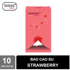 BAO CAO SU SIÊU MỎNG HƯƠNG DÂU SASUKE STRAWBERRY HỘP 10 CHIẾC