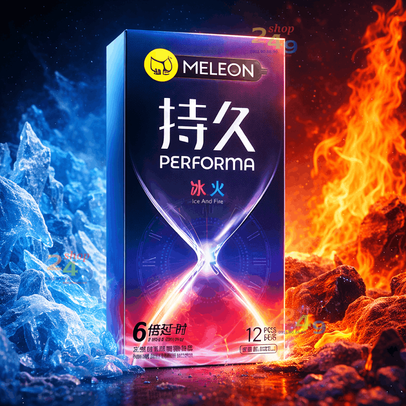 Chi tiết hộp 12 cái bao cao su Meleon Performa Ice and Fire