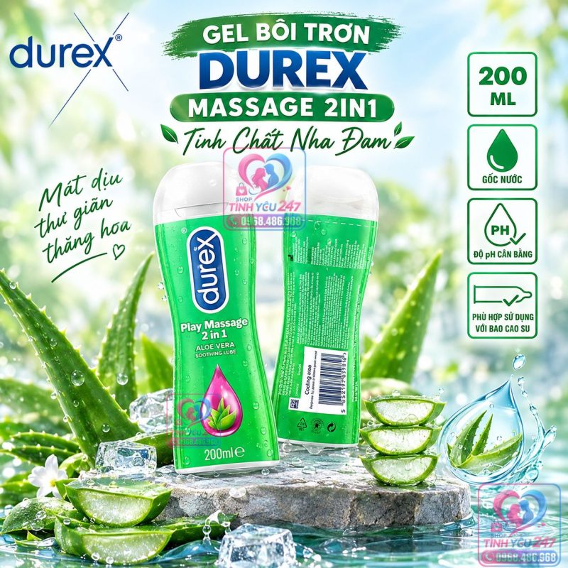 gel massage toàn thân Durex Play Massage 2 in 1 chiết xuất lô hội tự nhiên
