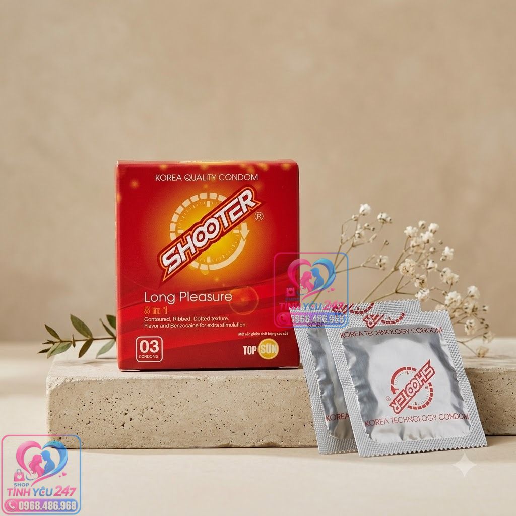Bao cao su Shooter 5in1 Hộp 3 Cái Chính Hãng Hàn Quốc Kéo Dài Thời Gian Bao cao su Shooter 5in1 hộp 3 cái chính hãng Hàn Quốc