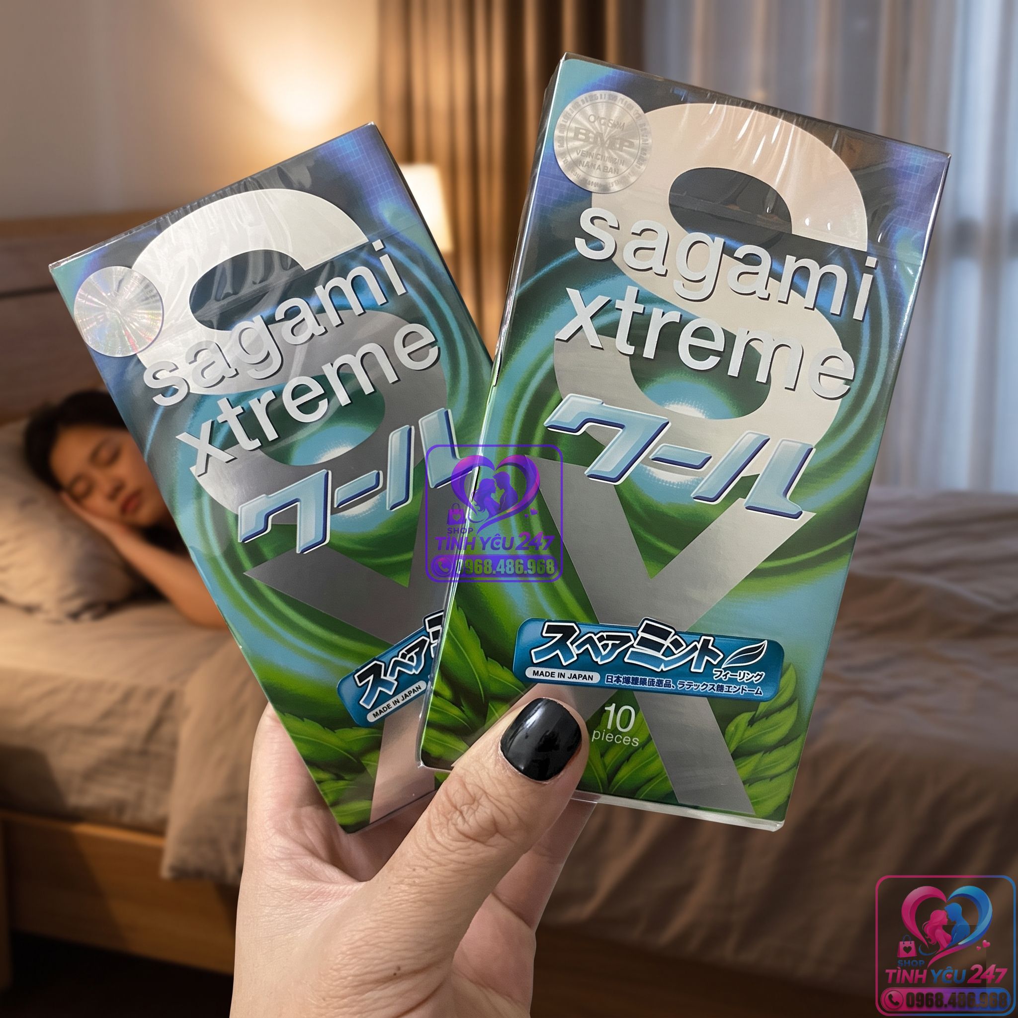 Thiết kế siêu mỏng chân thực của bao cao su Sagami Spearmint bao cao su Sagami Xtreme Spearmint siêu mỏng