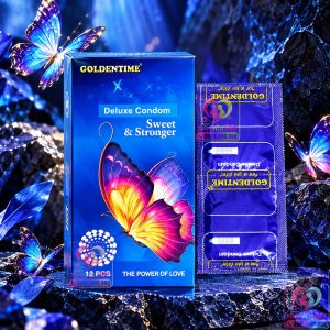 Bao cao su Goldentime Sweet & Stronger gai nhám hộp 12 cái nhiều gel trơn mượt