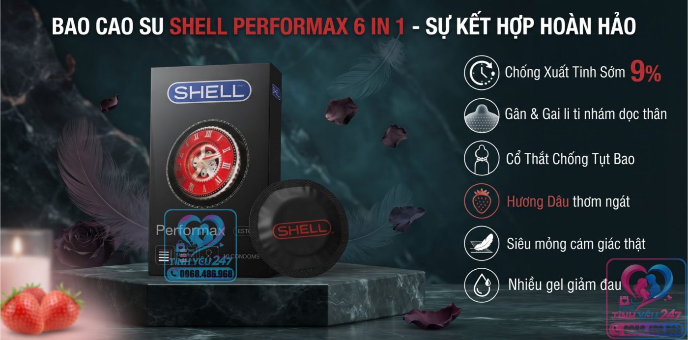 bao cao su shell performax siêu mỏng 0.06mm chống tuột