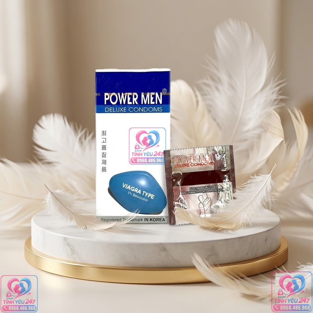 Hoạt chất Benzocaine 5% giúp chống xuất tinh sớm powermen viagra type chứa benzocaine 5% kéo dài thời gian quan hệ