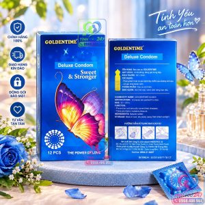 Bao cao su Goldentime Sweet & Stronger gai nhám hộp 12 cái chính hãng kích thích điểm G