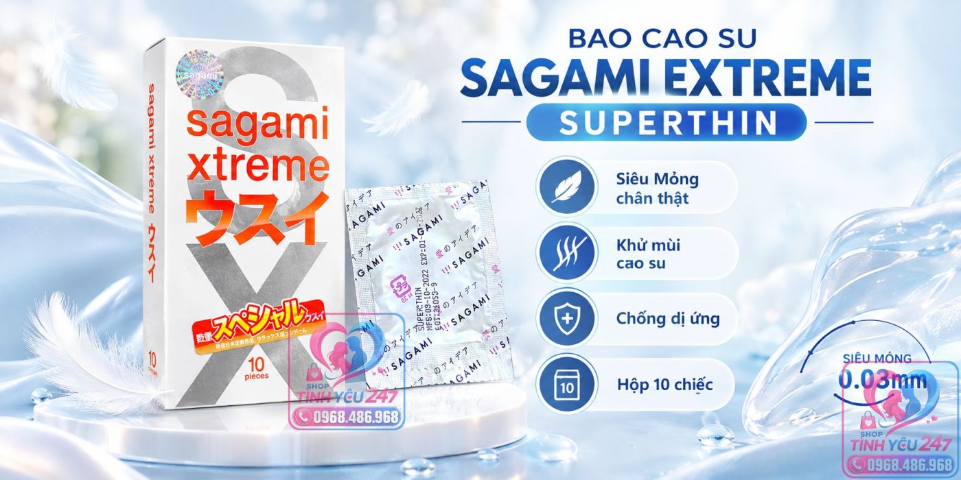 Bao cao su Sagami Xtreme Super Thin size 52mm co giãn tốt