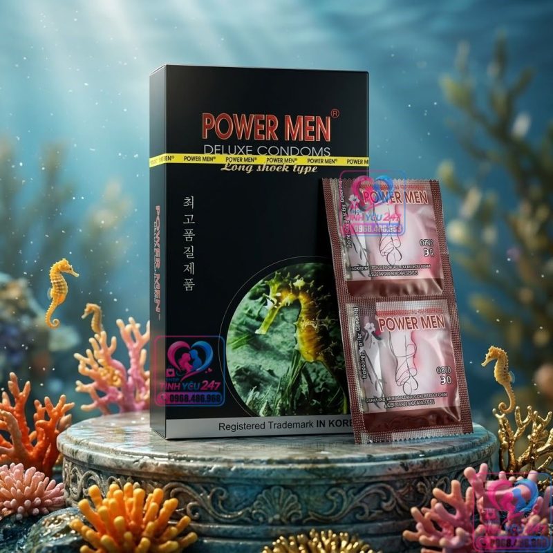 power men long shock type tích hợp gel bôi trơn và benzocaine 5%