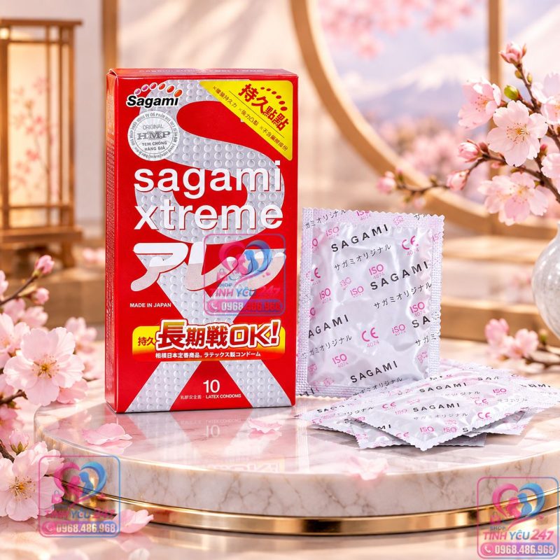 Bao cao su Sagami Xtreme Feel Long gân gai kéo dài thời gian