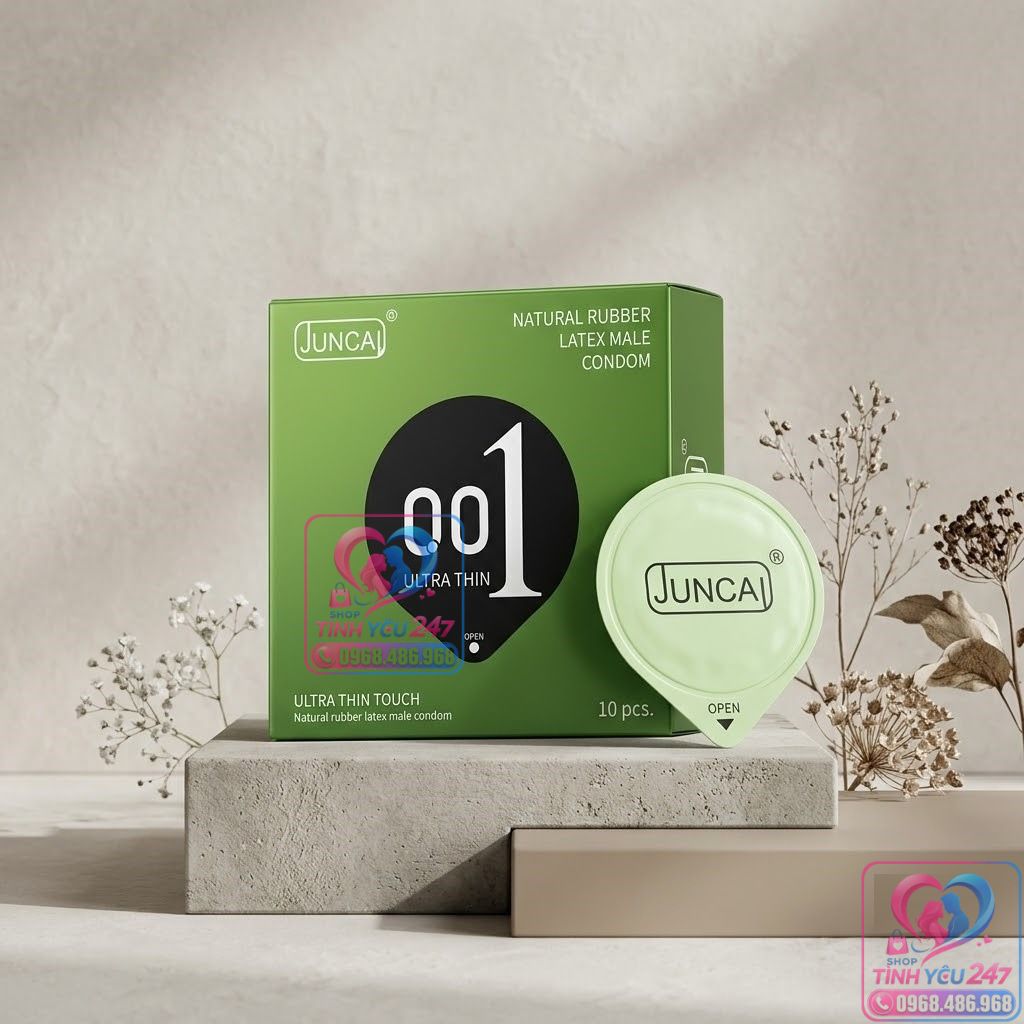 Bao cao su Juncai 0.01mm siêu mỏng truyền nhiệt tức thì giúp thăng hoa cảm xúc