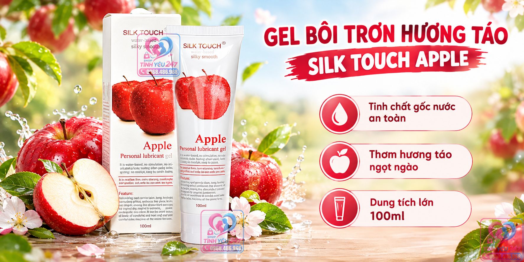 Hướng dẫn sử dụng gel bôi trơn hương táo 100ml chính hãng đúng chuẩn Gel bôi trơn hương táo 100ml chính hãng tuýp chai tiện lợi dễ thoa